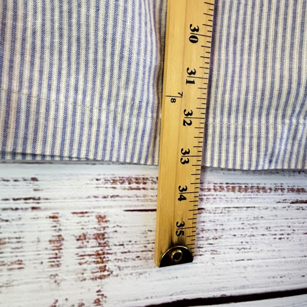 Vintage Long Pencil Skirt Skirt 10 Blue White Stripe Linen/Cotton Structured - Picture 8 of 9